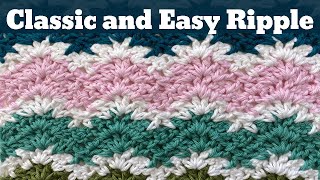Super Easy V-Stitch Ripple! 🤩🧶 ONE ROW REPEAT