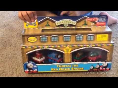 Thomas the Red Nosed Engine Unboxing Opening Thomas Christmas Train Take-n-Play