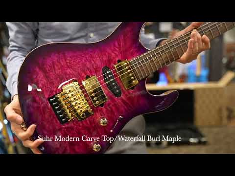 Suhr Modern Carve Top 新着開封‼島村楽器静岡パルコ店オーダー、Waterfall Burl Maple Top、Black Korina Back＆Neck！