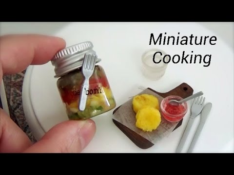 Miniature Cooking #8-ミニチュア料理-『ジャーサラダとフレンチトースト-Thermos bottle salad -』Edible Tiny Food Tiny Kitchen Video