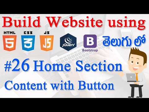 26 How to Build Website using Html CSS JS jQuery Bootstrap Home Content with Button