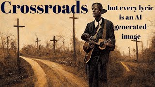 Robert Johnson - Cross road blues (Take 2) but every lyric is an AI generated image