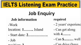 Job Enquiry listening practice test 2026 with answers | IELTS Real Exam Listening