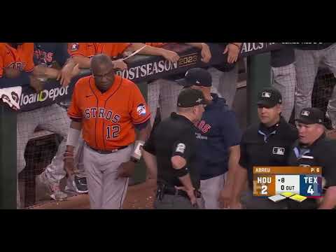Bryan Abreu Dusty Baker Adolis Garcia All Ejected Houston Astros Vs Texas Rangers ALCS Highlights