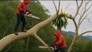 Hundreds of Meters Up: Harvesting Green Forest Cinnamon on a Dry Tree