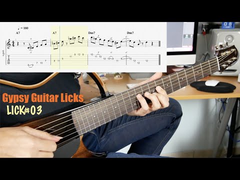 Lick #03 - Gypsy Jazz Style Guitar - II V I Lick (with tablature)