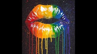Beginners Drippy Rainbow Lips  Acrylic Painting on Canvas  #LisaFrankInspired