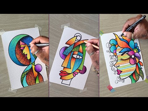 7 Cool Art Ideas / Easy Art For Beginners / Abstract Faces
