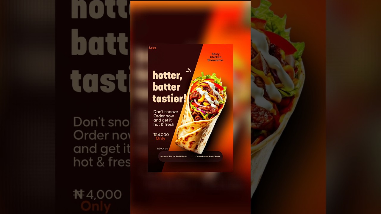 🌯 Make Eye-Catching Shawarma Ad Poster in Minutes! | Alight Motion Tips 💡Full Video 👇 #posterdesign
