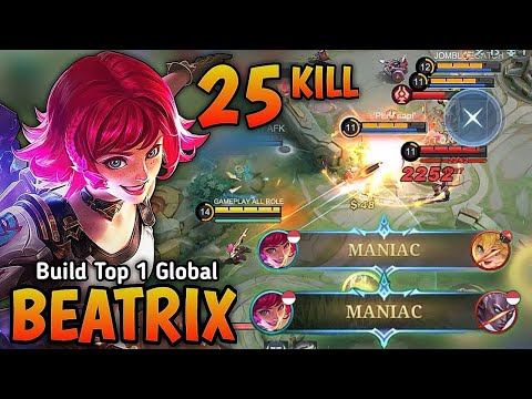25 Kills + 2x MANIAC!! Beatrix New One Shot Build and Best Emblem - Build Top 1 Global Beatrix