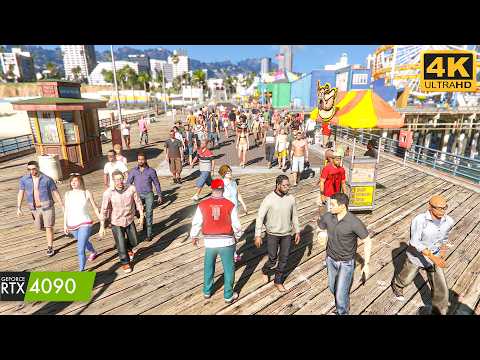 GTA 5 Extreme CROWD With Photorealistic Graphics🔥🔥 - GTA V ENHANCED XtremeTool MOD RTX 4090