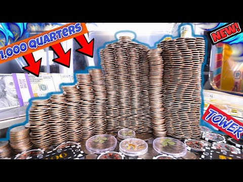 ➡️"1,000 Quarters"⬅️ to build these High Risk Coin Pusher Tower's! $10,000 Cash inside them!!