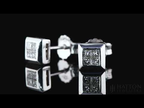 9ct White Gold 0.25ct Diamond Princess Cut Stud Earrings