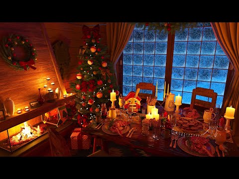 Cozy Christmas Ambience with Fireplace Sounds & Snowfall | Christmas Eve & Winter Sounds