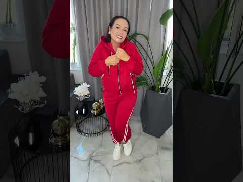 Dres czerwony wygodny komplet bluza spodnie — miniatura 2 z 10