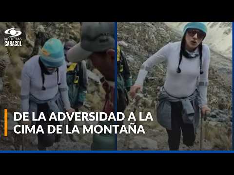 Wendy Franco, sin prótesis y con una pierna, llega a la cima del nevado Santa Isabel