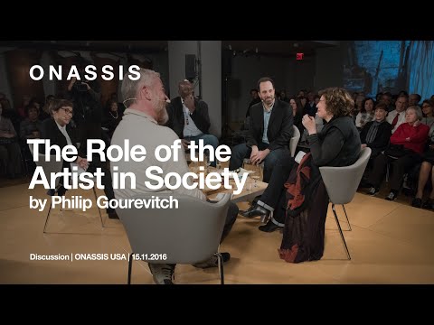 , title : 'Onassis Symposium: The Role of the Artist in Society, Moderated by Philip Gourevitch'