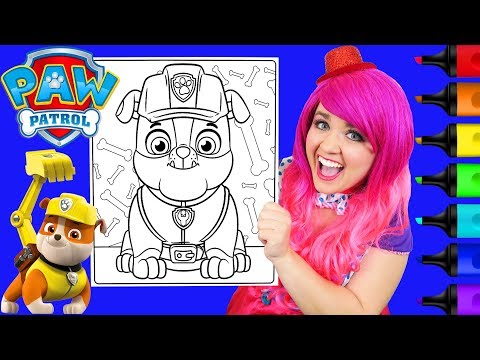 Coloring Rubble PAW Patrol Coloring Book Page Prismacolor Colored Paint Markers | KiMMi THE CLOWN Video