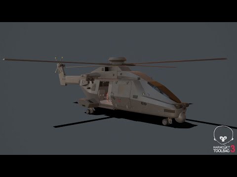 Game ready 3D model of the modern military helicopter