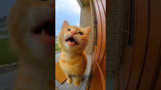 القطة شافت الكاميرا قعدت تغنى على الباب 🤣 #شورتس #قطط #viral