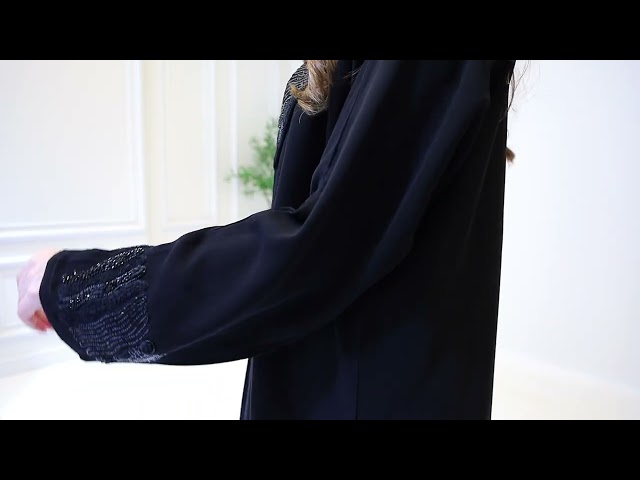 عباية ياقة شغل يدوي اسود 1151801