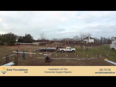 Residential Ground Mount Solar Panel Support Structure Installation by Solar Foundations USA