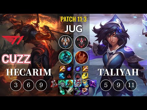T1 Cuzz Hecarim vs Taliyah Jungle - KR Patch 11.3