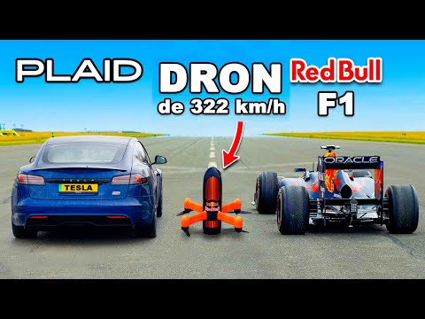 Tesla S Plaid vs dron F1 de 322 km/h: ARRANCONES