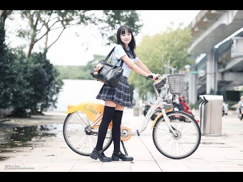 [4K] 熊醬-制服美少女騎腳踏車 ubike, 교복 미소녀, Schoolgirl in uniform