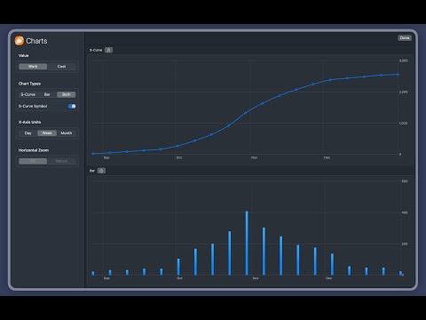 QuickPlan for macOS - Visualize Project Work and Costs with S-Curve and Bar Charts