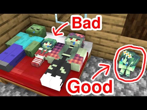 Good Baby Zombie Girl and Bad Baby Zombie Girl - Sad Story - Minecraft Animation