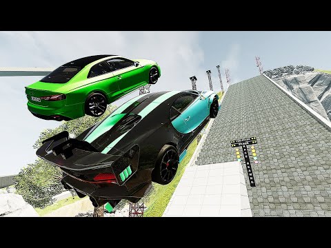 Cars Vs  High Mega Ramp Jump Parkour - Speed Car Crash - BeamNG Drive