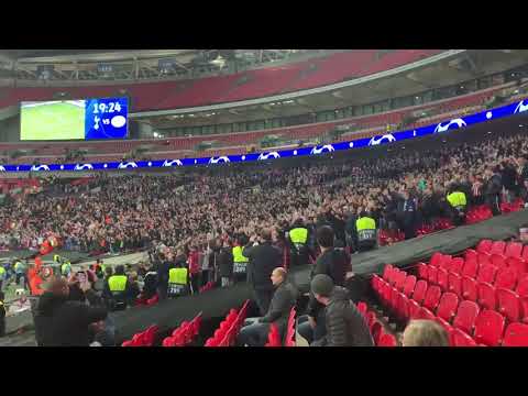 PSV fans inside Wembley stadium over 40 minutes before their game kicks off with Tottenham.