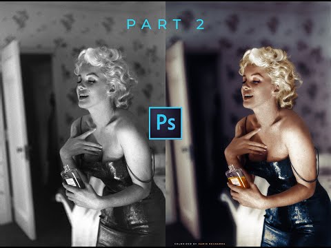 Colorization (Part1) of Marilyn Monroe with a bottle of Chanel No.5 - 1955 at New York City