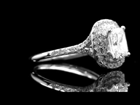 2 CTW Cushion Cut Diamond Double Halo Fashion Engagement Ring in 14K White Gold