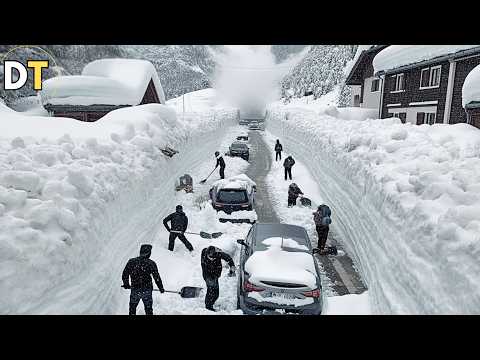Historiskt snöfall i de franska Alperna! 8 meter höga snöväggar och laviner i Savoie