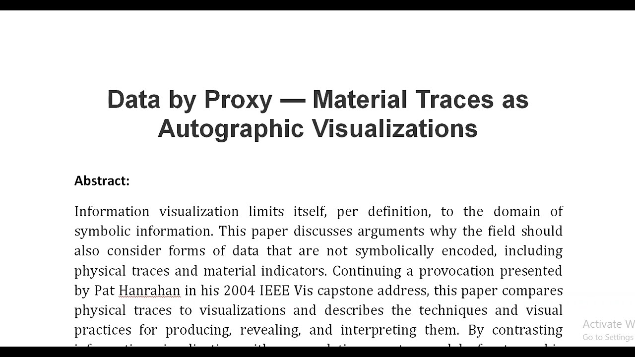 Data by Proxy — Material Traces as Autographic Visualizations