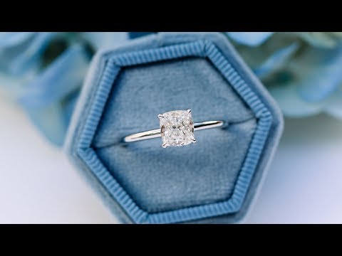 Cushion Cut Lab Diamond Solitaire Engagement Ring Profile View | Ada Diamonds