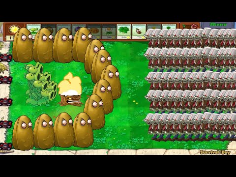 ONE  Threepeater vs 99999 Buckethead Zombie | Plants vs Zombies Crumbs mode