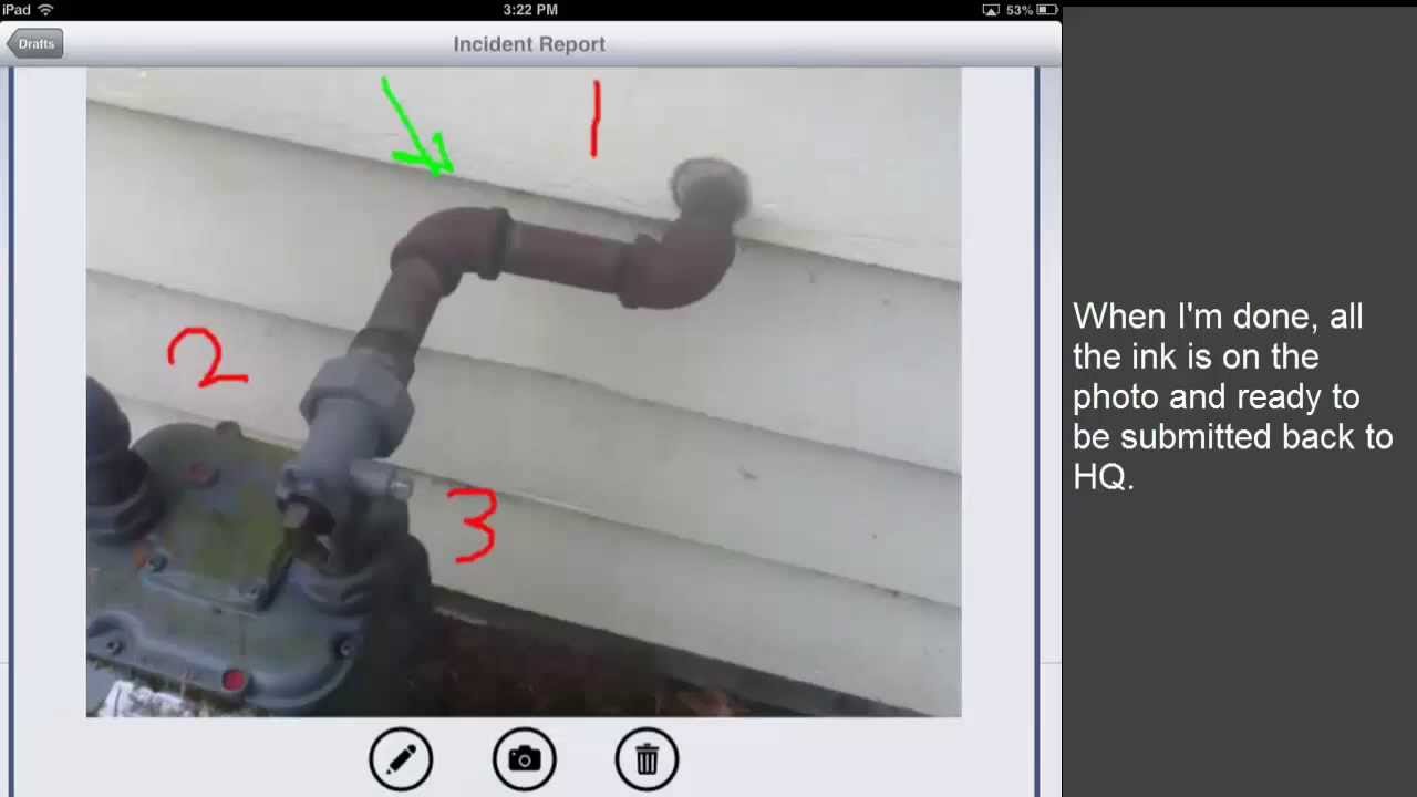 Incident report form demo with photo capture and ink annotation