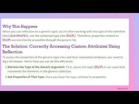 How to Access Attributes of Generic Type Class Properties in C#  Reflection