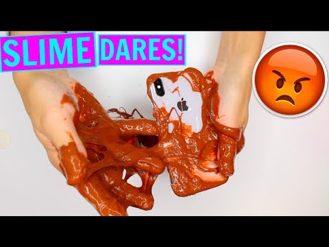 EXTREME SLIME DARES! (GONE WRONG) Slime on my IPHONE X!