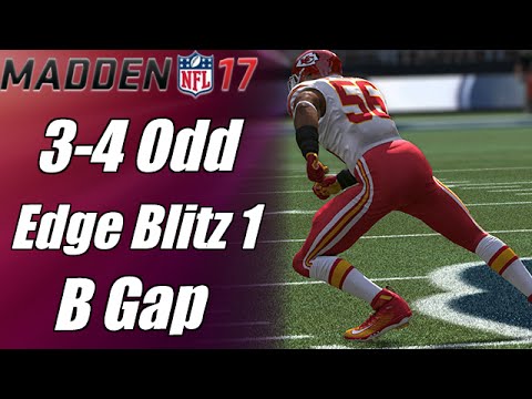 Madden 17 Tips | 34 Odd - Edge Blitz 1 | Easy Setup Right B Gap Blitz