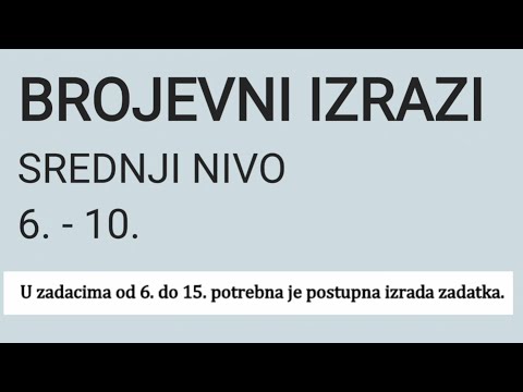 2. Brojevni  izrazi - srednji nivo I dio
