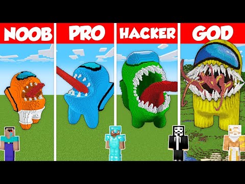 IMPOSTOR AMONG US HOUSE BUILD CHALLENGE - Minecraft Battle: NOOB vs PRO vs HACKER vs GOD / Animation
