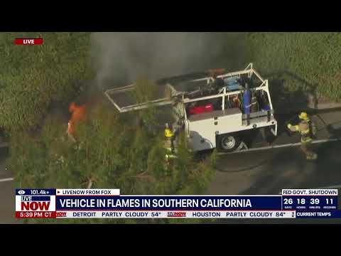 Video | SKYFOX: Vehicle engulfed in flames on highway