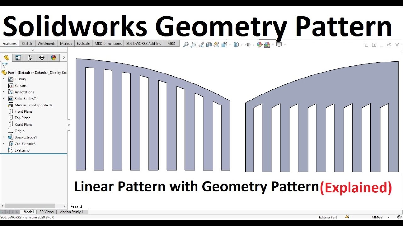 Solidworks Tips |Linear Pattern with Geometry Pattern Option(Explained)