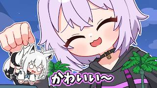 フブミオを観察するおかゆん【ホロライブ手描き/猫又おかゆ/白上フブキ/大神ミオ】