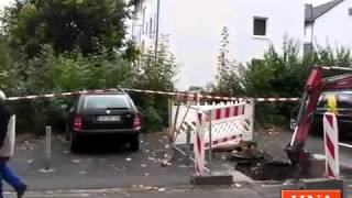 preview picture of video 'Hessisch Lichtenau: Bagger beschädigt Granate aus dem Zweiten Weltkrieg'