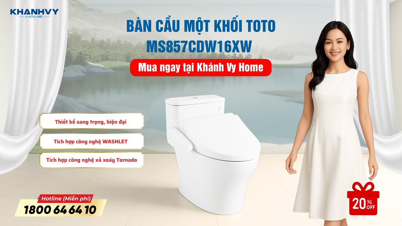 Bàn cầu một khối Toto MS857DT10XW kèm nắp đóng êm TC395VS